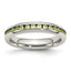 Stainless Steel Green CZ Ring with Polished Finish, 4mm August Birthstone