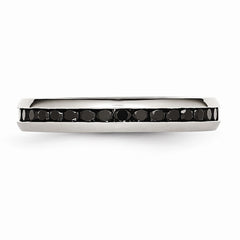 Stainless Steel Fashion Ring with Black CZ Polished Finish by Sophia Jewelers