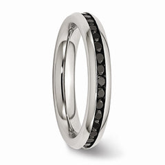Stainless Steel Fashion Ring with Black CZ Polished Finish by Sophia Jewelers