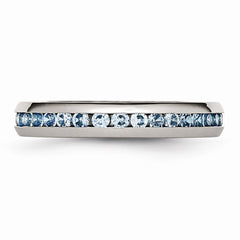 Sophia Jewelers Polished Stainless Steel Teal CZ December Birthstone Ring