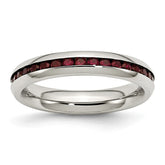 Sophia Jewelers Polished Stainless Steel Red CZ Ring Elegant 4mm January Birthstone