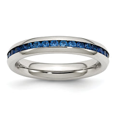 Stainless Steel Polished 4mm September Blue CZ Ring