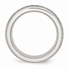 Stainless Steel CZ Fashion Ring with Brushed Finish 7mm