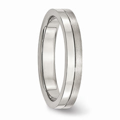 Sophia Jewelers Stainless Steel Wedding Band, 4mm Brushed & Polished, Engravable