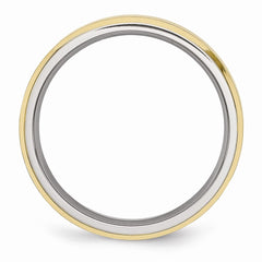 Sophia Jewelers Brushed Gold-Tone Beveled Edge Stainless Steel Comfort Fit Wedding Band