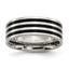 Black IP-Plated Striped Wedding Band in Stainless Steel, 8mm