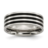 Sophia Jewelers Stainless Steel Wedding Band with Black IP Plating Engravable