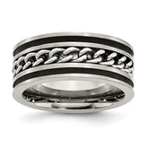 Sophia Jewelers Stainless Steel Wedding Band with Black IP Plating and Comfort Fit