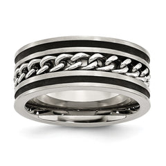 Sophia Jewelers Stainless Steel Wedding Band with Black IP Plating and Comfort Fit