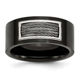 Stainless Steel Wedding Band with Black IP-Plated Wire Inlay Engravable