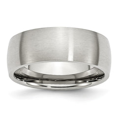 Sophia Jewelers Brushed Stainless Steel 8mm Domed Wedding Band Engravable