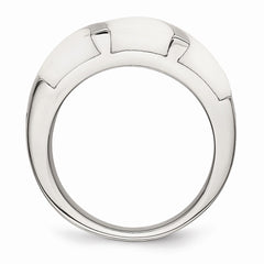 Sophia Jewelers Polished Stainless Steel White Enamel Fashion Ring