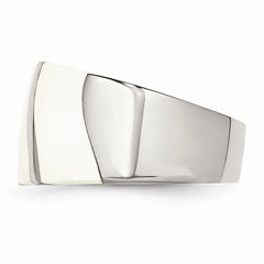 Sophia Jewelers Polished Stainless Steel White Enamel Fashion Ring