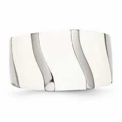 Sophia Jewelers Polished Stainless Steel White Enamel Fashion Ring