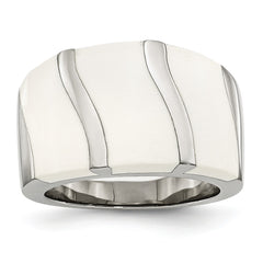 Sophia Jewelers Polished Stainless Steel White Enamel Fashion Ring