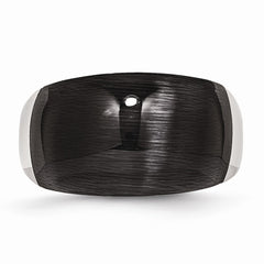 Stainless Steel Fashion Ring with Black Cat's Eye Stone 12mm Brushed Finish
