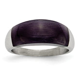 Stainless Steel Black Cat's Eye Fashion Ring with Brushed Finish