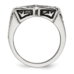 Stainless Steel Antiqued Cross Ring