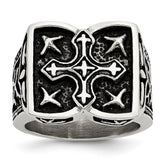 Sophia Jewelers Stainless Steel Antique Cross Ring with Polished Finish