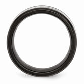 Sophia Jewelers Stainless Steel Wedding Band with Black Diamonds Polished Finish