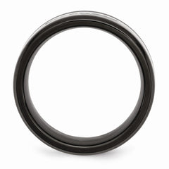 Sophia Jewelers Stainless Steel Wedding Band with Black Diamonds Polished Finish