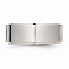 Stainless Steel Wedding Band with Black Diamonds and Engravable Modern IP-Plating