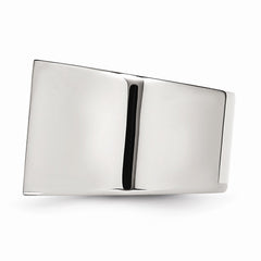 Stainless Steel Men's Ring with Black & White Diamonds Polished Elegance