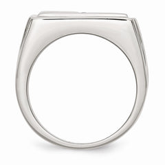 Sophia Jewelers Stainless Steel Diamond Themed Ring with Polished Finish