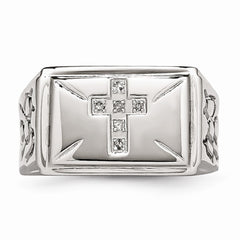 Sophia Jewelers Stainless Steel Diamond Themed Ring with Polished Finish