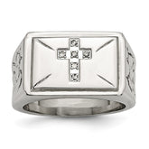 Sophia Jewelers Stainless Steel Diamond Themed Ring with Polished Finish