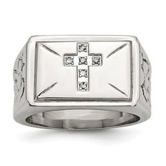 Sophia Jewelers Stainless Steel Diamond Themed Ring with Polished Finish