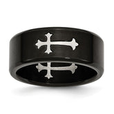 Sophia Jewelers Black IP-Plated Stainless Steel 9mm Cross Wedding Band