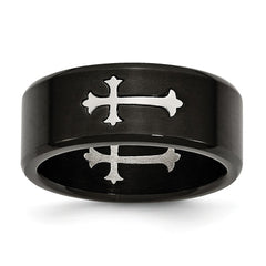 Sophia Jewelers Black IP-Plated Stainless Steel 9mm Cross Wedding Band