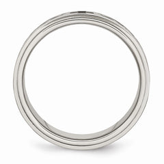 Stainless Steel Enamel Swirl 8mm Wedding Band with Polished Brushed Finish