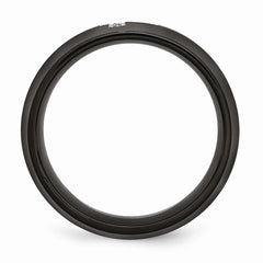 Stainless Steel Diamond Cross Ring with Black IP Plating, Engravable, Polished Finish