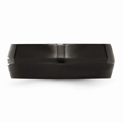 Stainless Steel Diamond Cross Ring with Black IP Plating, Engravable, Polished Finish