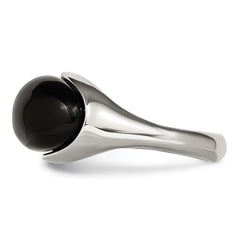 StainleSterling Silver Steel Black GlaSterling Silver Ring