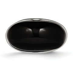 StainleSterling Silver Steel Black GlaSterling Silver Ring