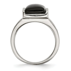 Stainless Steel Black Glass Ring