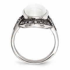 Sophia Jewelers Stainless Steel Cat's Eye Ring with Antiqued Finish