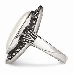 Sophia Jewelers Stainless Steel Cat's Eye Ring with Antiqued Finish