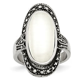 Sophia Jewelers Stainless Steel Cat's Eye Ring with Antiqued Finish