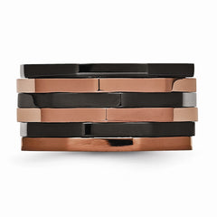 Stainless Steel Fashion Ring with Black & Brown IP-Plating Polished Finish