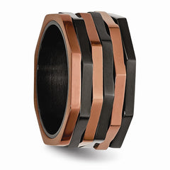 Stainless Steel Fashion Ring with Black & Brown IP-Plating Polished Finish
