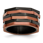 Stainless Steel Fashion Ring with Black & Brown IP-Plating Polished Finish