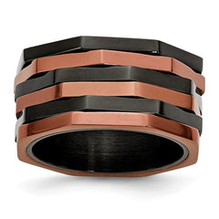 Stainless Steel Fashion Ring with Black & Brown IP-Plating Polished Finish