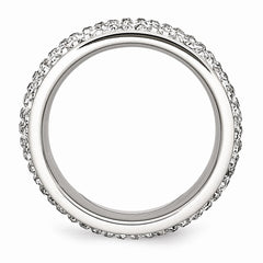 Sophia Jewelers Stainless Steel Crystal Eternity Band with Polished Finish