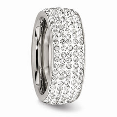 Sophia Jewelers Stainless Steel Crystal Eternity Band with Polished Finish