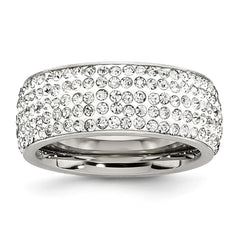 Sophia Jewelers Stainless Steel Crystal Eternity Band with Polished Finish