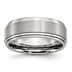 Sophia Jewelers Stainless Steel Ridged Edge 8mm Comfort Fit Wedding Band